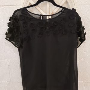 Bellatrix Black Sheer Top with Flowers